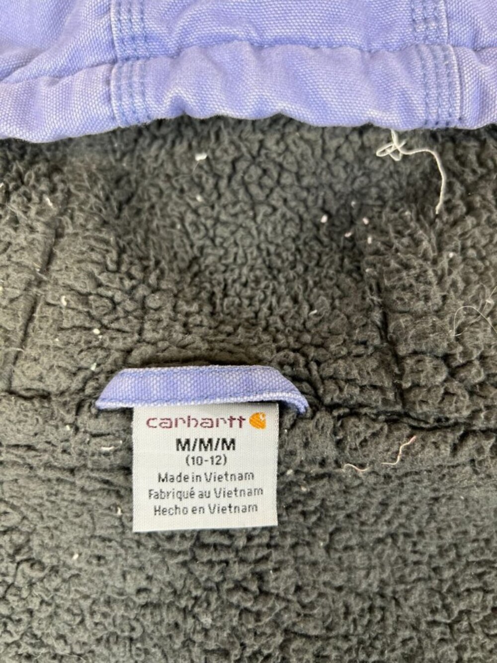 Carhartt Girls Size M 10-12 Purple Fleece Lined Hooded Zip Up Jacket Workwear - Picture 4 of 10